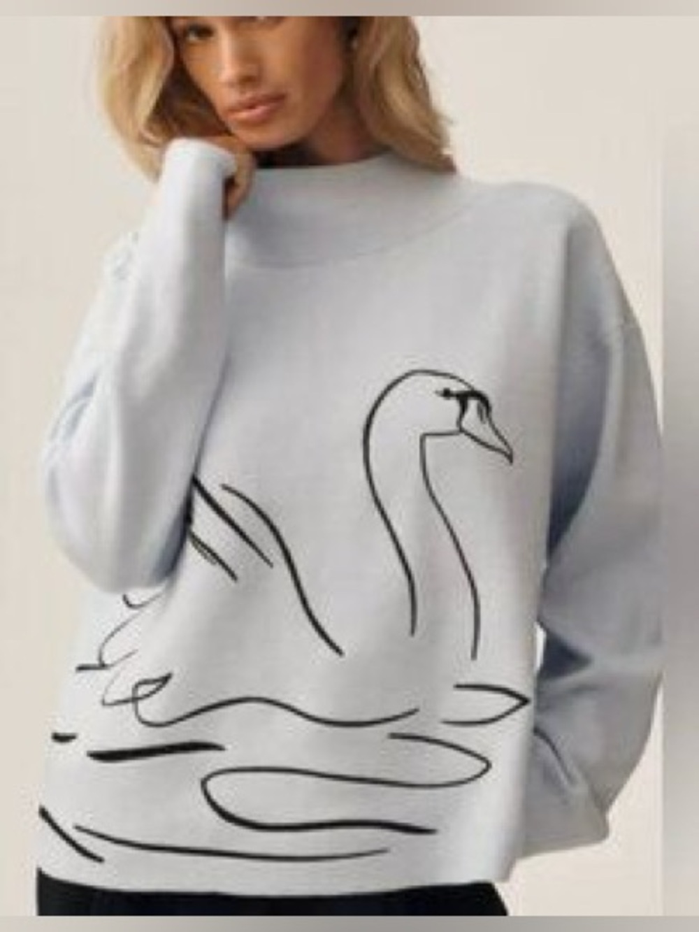 Anthropologie Maeve Carys Swan Mock-Neck Sweater 2X